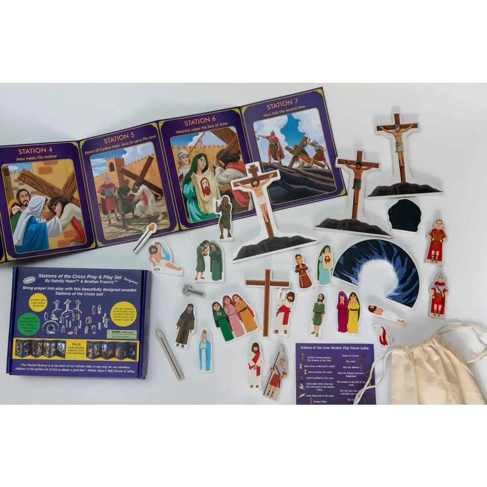 Stations of the Cross Pray & Play Set By Saintly Heart & Brother Francis Toys Wood Toys