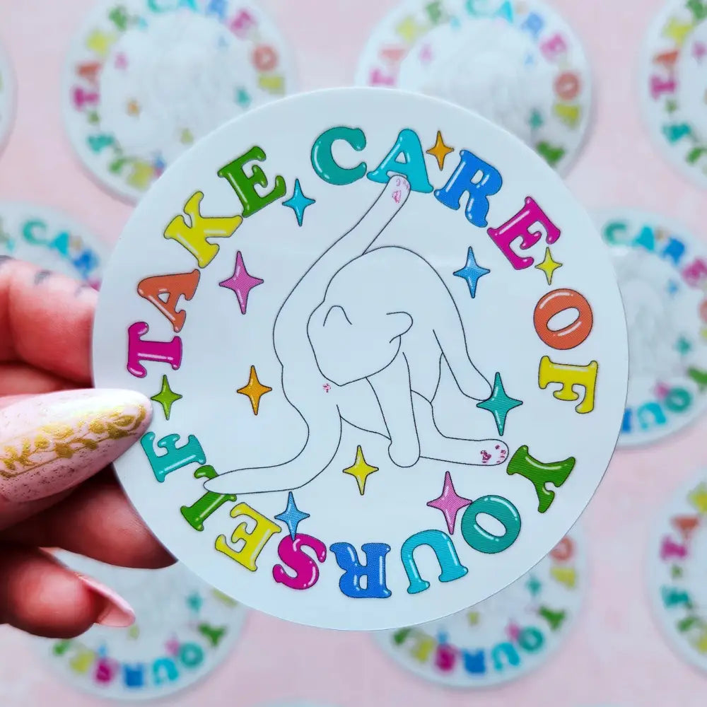 ’Take Care of Yourself’ Cat Butthole Sticker 3 in. Stickers