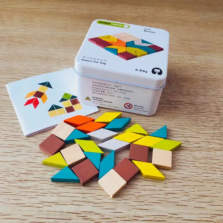 Wooden Puzzle Building Blocks Mosaic Learning Toys