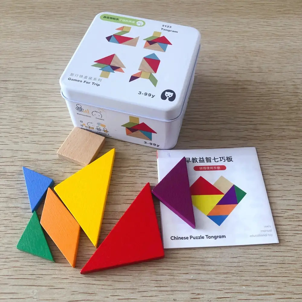 Wooden Puzzle Building Blocks Tangram Learning Toys