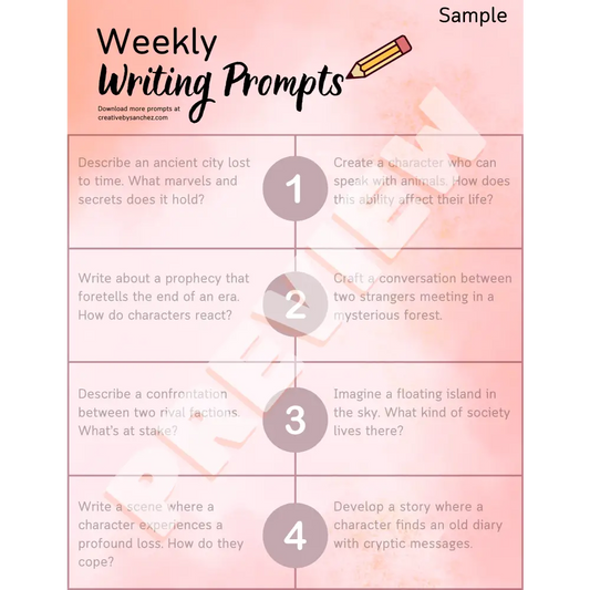Writing Prompt Collection: Monthly Sheets (Individual & Bundle) - SAMPLE MONTH