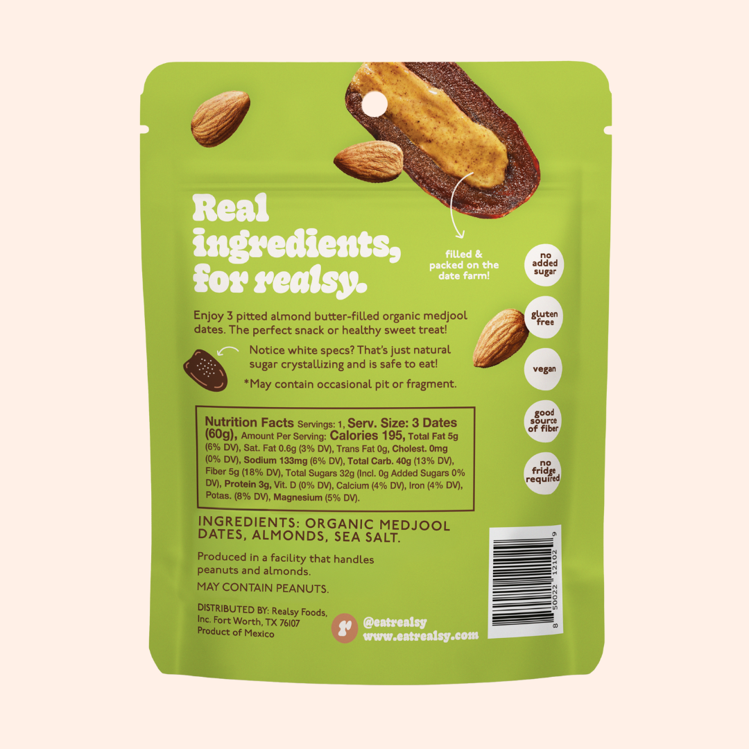 Almond Butter Filled Medjool Date Snack Packs - 10 unit/case