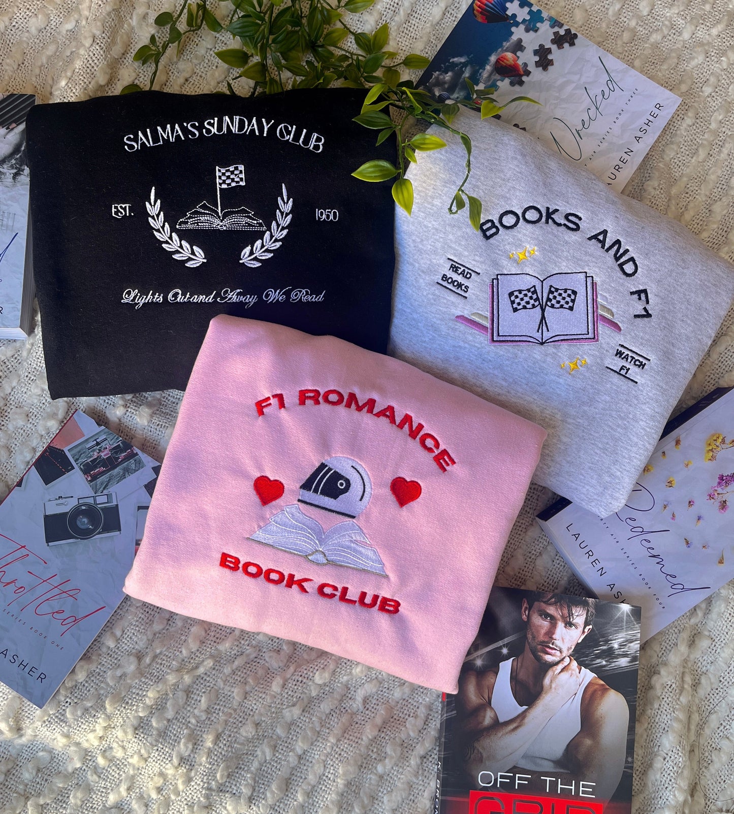 Books and F1 Sweatshirt