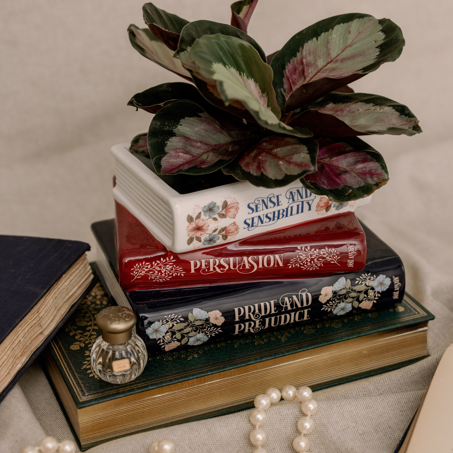 Stacked Books Planter, Jane Austen