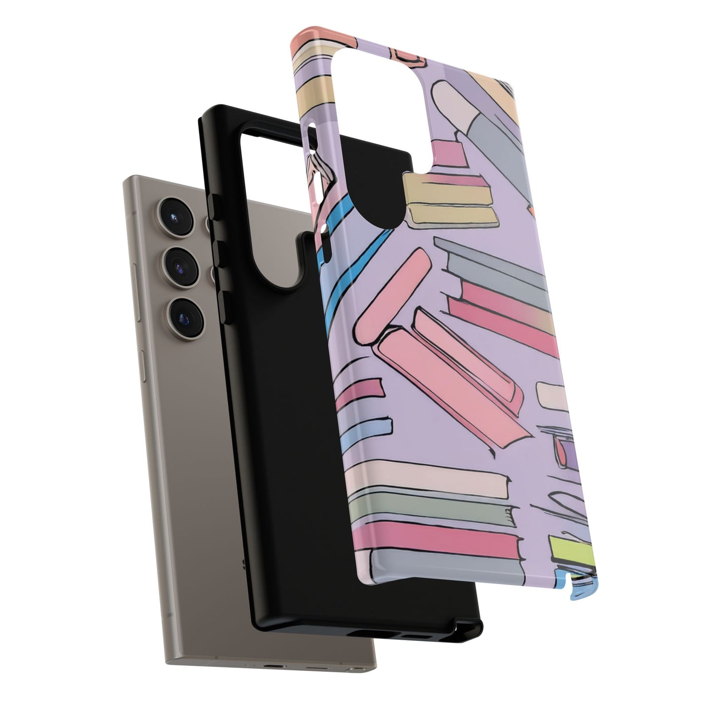 Books Pattern Tough Cases for Most Phone Types