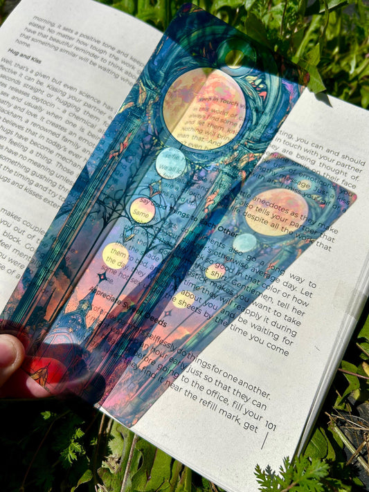 Moon Phases Surrounded Bookmark - Celestial Lunar Art, Mystical Moon Phase Design, Astrology Gift