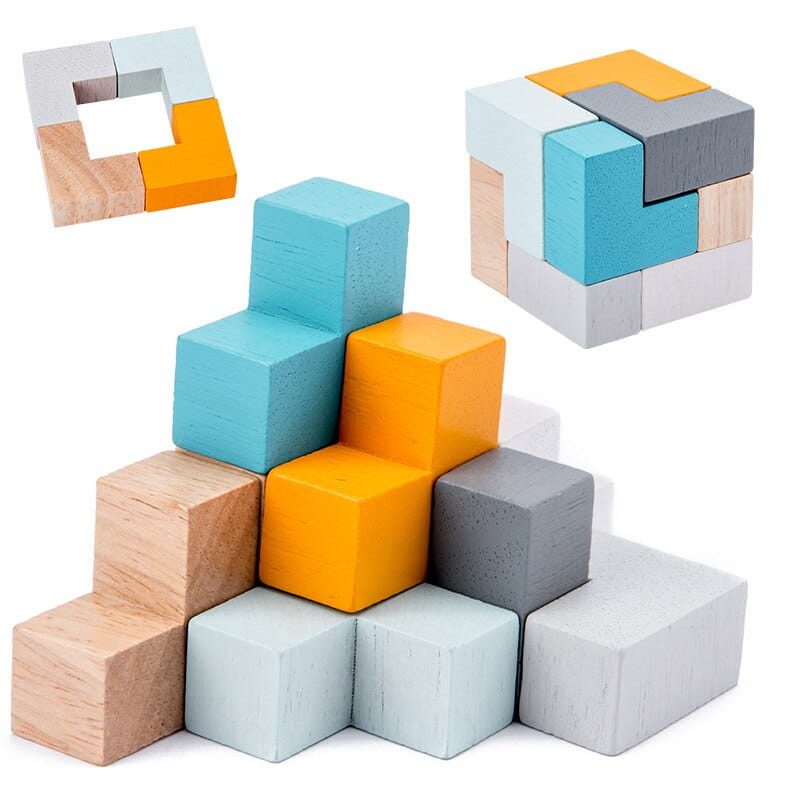 Wooden Puzzle Building Blocks