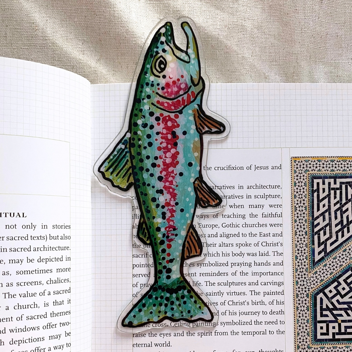 Rainbow Trout Die Cut Acrylic Bookmark ( Medium )