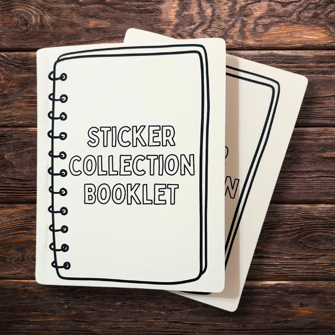 Sticker Collection Booklet | Reusable Sticker Release Paper | Eco-Friendly | 10 Pages (Front & Back) | 4.25” x 5.25”