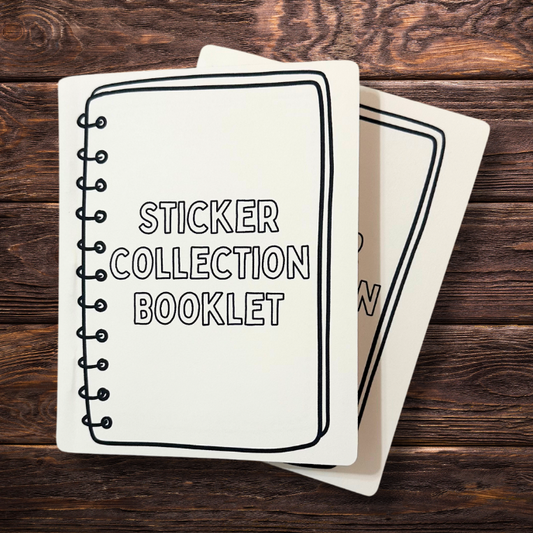 Sticker Collection Booklet | Reusable Sticker Release Paper | Eco-Friendly | 10 Pages (Front & Back) | 4.25” x 5.25”