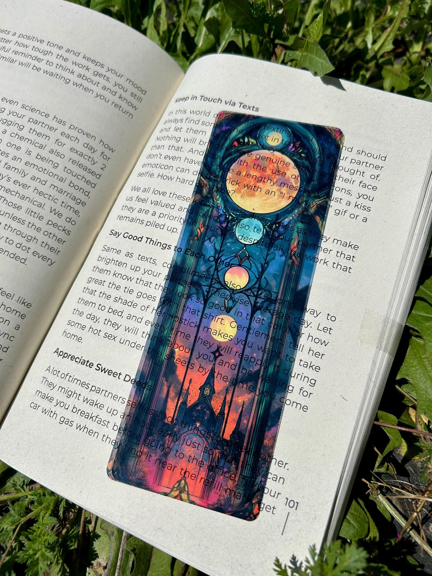 Moon Phases Surrounded Bookmark - Celestial Lunar Art, Mystical Moon Phase Design, Astrology Gift
