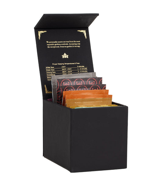 Harney Heritage – Bolsita de té de hierbas y descafeinado, muestrario, caja negra