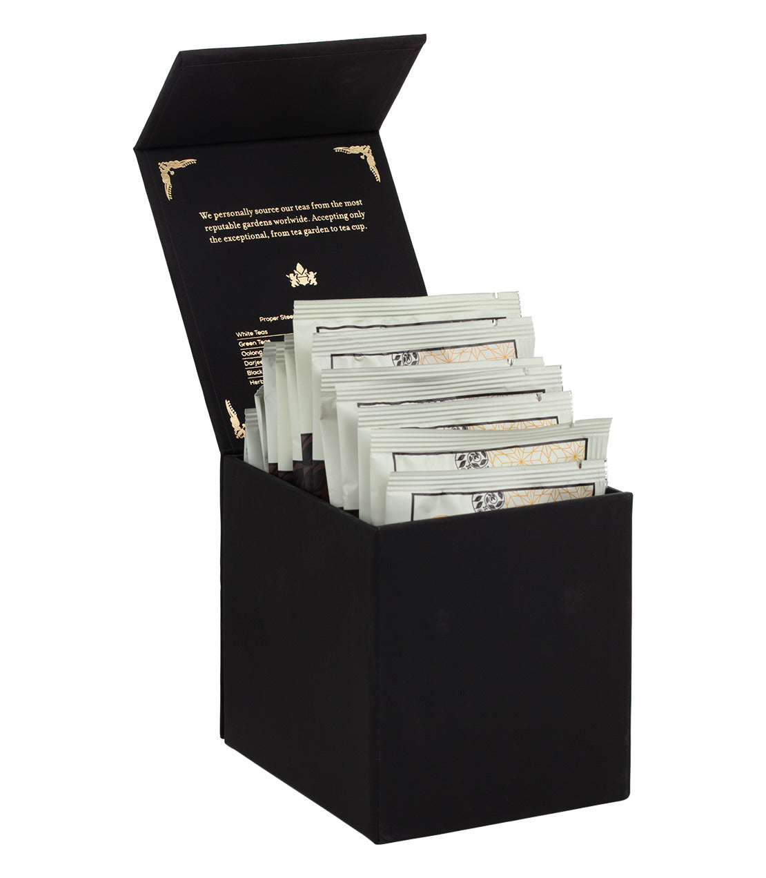 Harney Heritage – Saquito de muestra de hierbas y descafeinado en caja negra