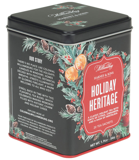 Té tradicional navideño de Williamsburg, lata de 20 bolsitas