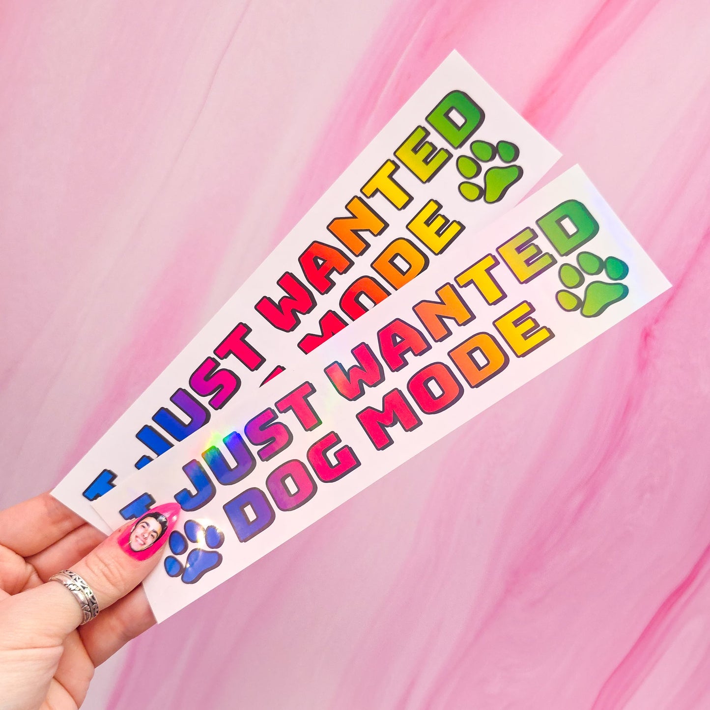 "I just wanted dog mode" bumper sticker, 7.9 x 2 in.