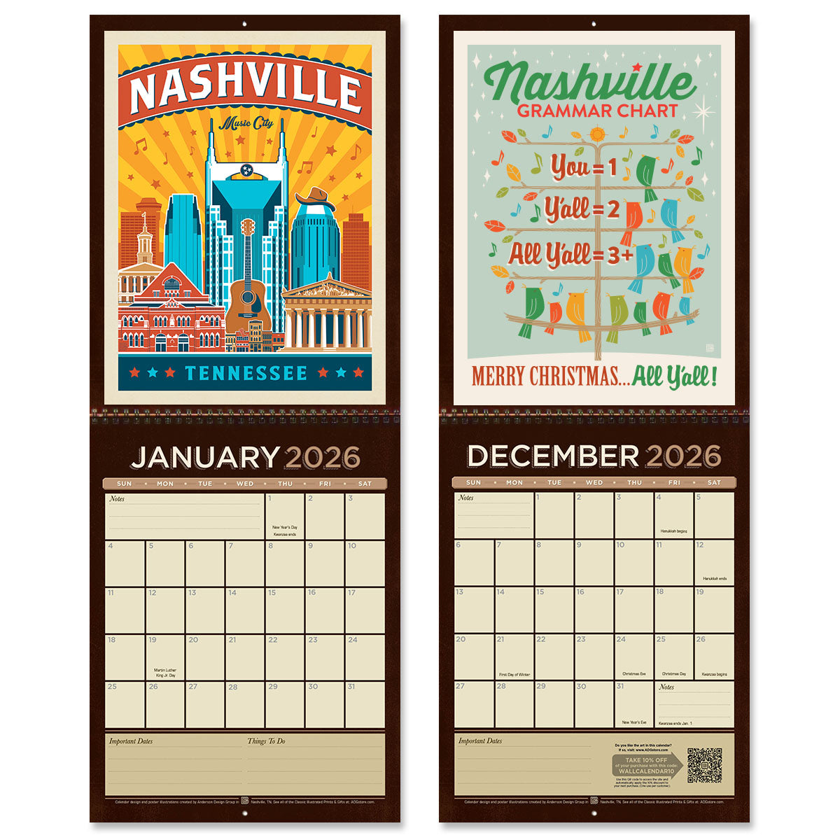 2026 Wall Calendar: Spirit of Nashville