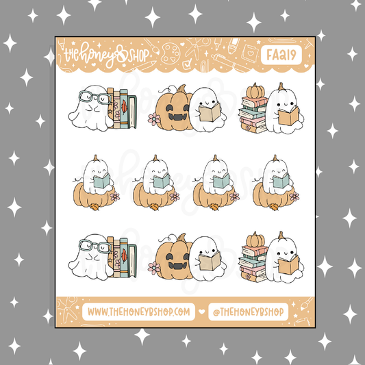 Ghostie Reading / Books Doodle Sticker