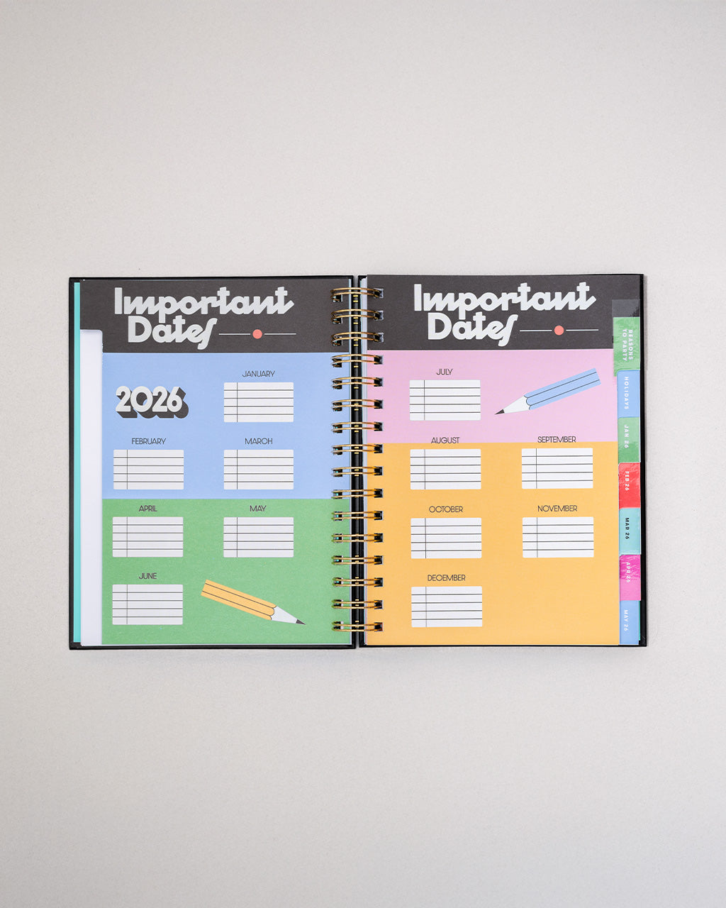 interior important dates pages