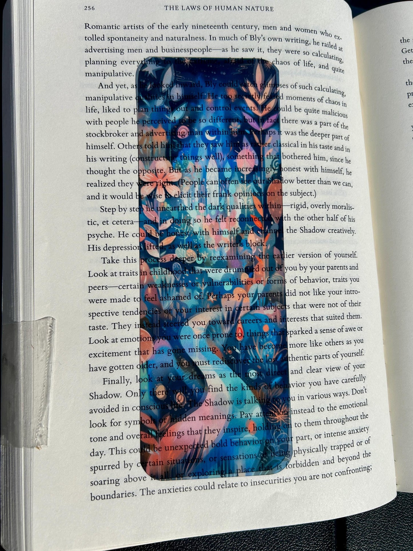 Starlit fantasy map bookmark with glowing moonlit path, enchanted castle, magical plants and dreamy night sky illustration for readers