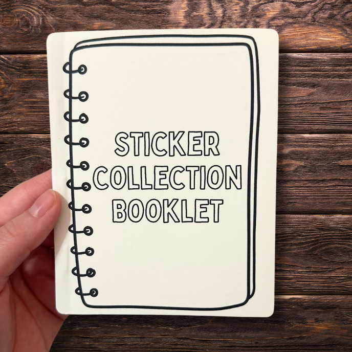 Sticker Collection Booklet | Reusable Sticker Release Paper | Eco-Friendly | 10 Pages (Front & Back) | 4.25” x 5.25”