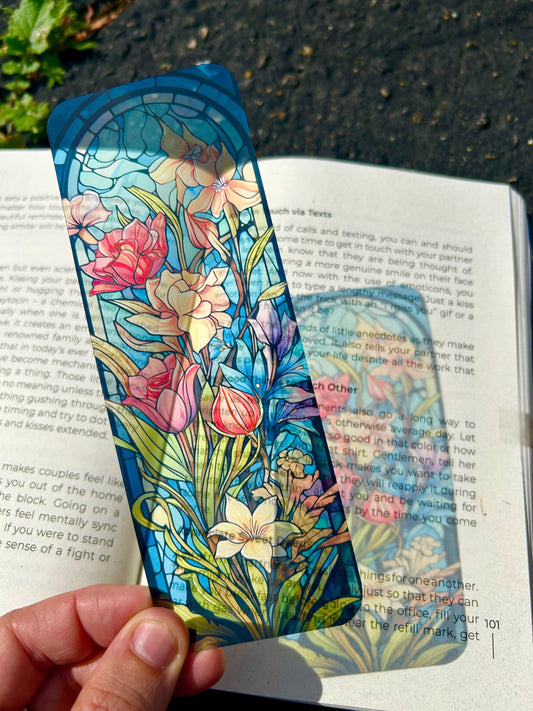 Stained Glass Bouquet Of Flowers Bookmark – Vibrant Floral Art, Nature-Inspired Gift, Unique Botanical Page Marker for Book Lovers