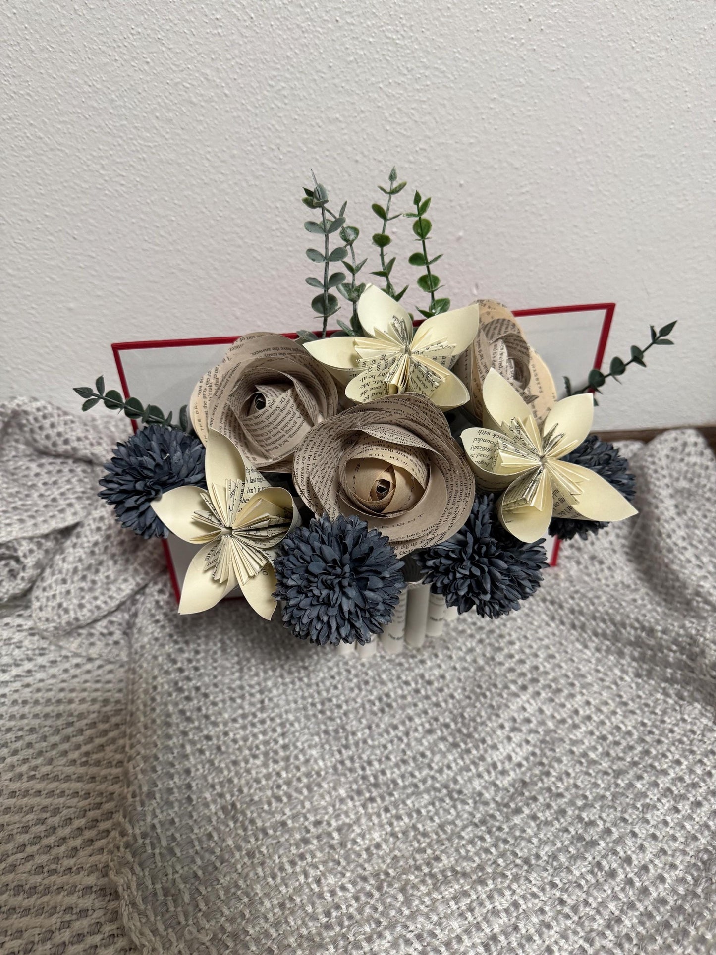 Handmade Book Page Flower Bouquet: Upcycled Paper Roses