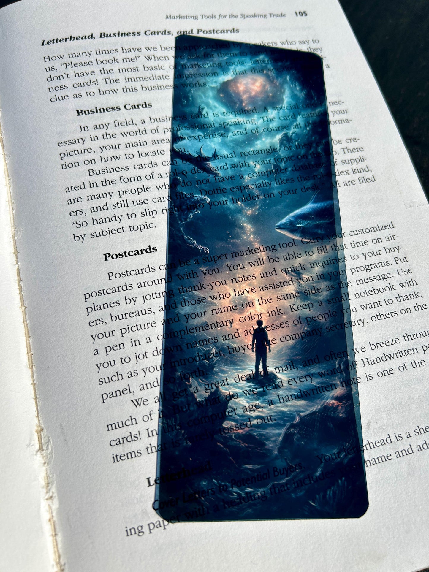 Cosmic Journey Bookmark – Glowing Dreamscape Art | Fantasy Thoughtscape with Bioluminescent Sea Creatures