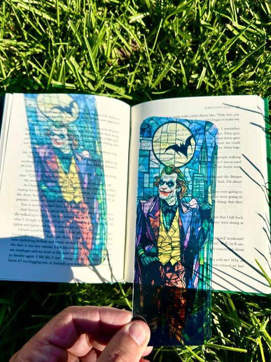 Joker In Gotham Bookmark - Handcrafted Joker-Inspired Bookmark, Gotham City, Perfect Gift for Comic Fans, Super Villain