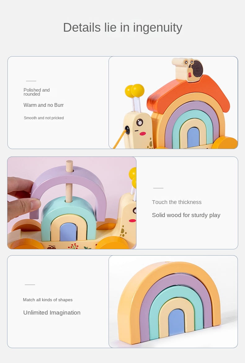 Wooden children’s rainbow snail