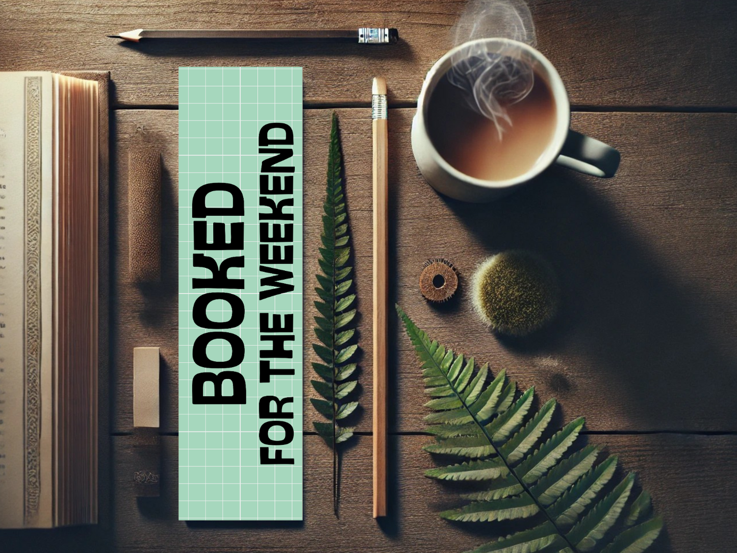 Booked For The Weekend Bookmark | Laminated Bookmark | Funny Bookish Gift | Aesthetic Page Marker | Book Lover Accessory