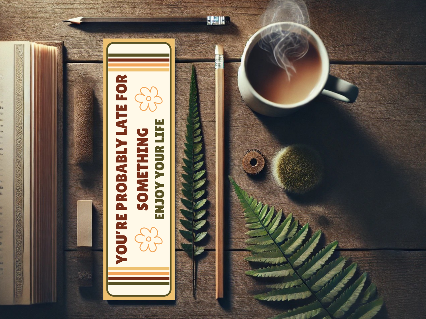 You're Probably Late for Something Bookmark | Wholesome Bookish Gift | Inspirational Reading | Laminated Bookmark | Gentle Reminder Bookmark