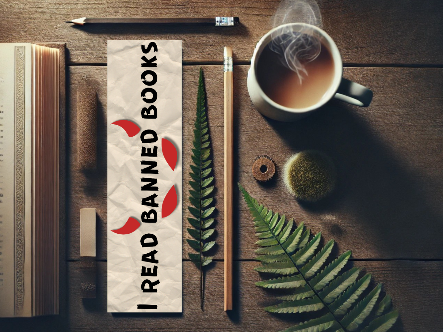 I Read Banned Books Bookmark - Sturdy Laminated Bookmark with Bold Design for Book Lovers and Librarians, Perfect Gift for Literary Rebellion