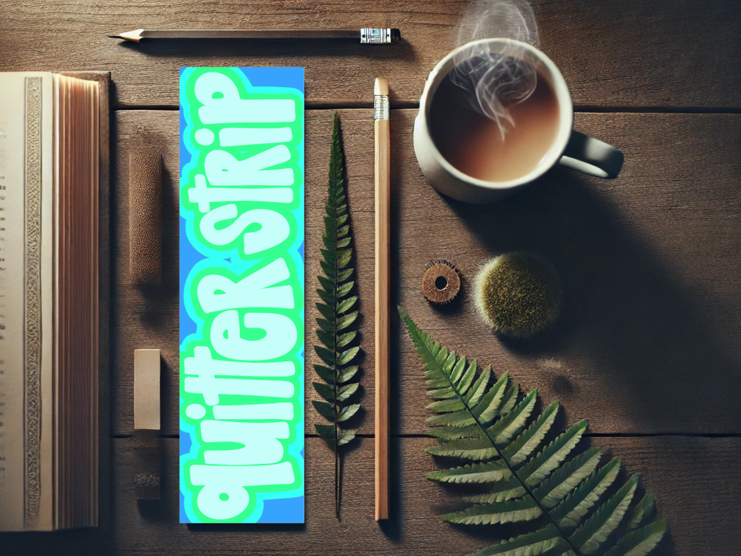 Quitter Strip Bookmark – Retro Teal Design | Hand-Drawn Bookish Gift | Funny Reading Accessory | Laminated Bookmark | Book Lover Humor