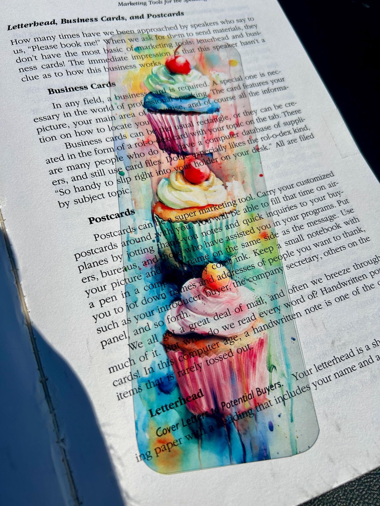 Floating Cupcakes Bookmark – Impressionist Pastel Drips Art, Whimsical Dessert Design for Sweet Readers & Cozy Bakers