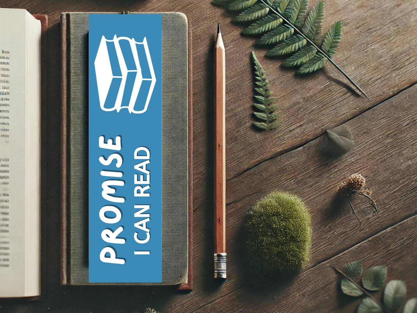 Promise I Can Read Bookmark - Blue | Sassy Reading Accessory | Laminated Cardstock | Book Lover Gift | Bookish Humor | Funny Page Marker