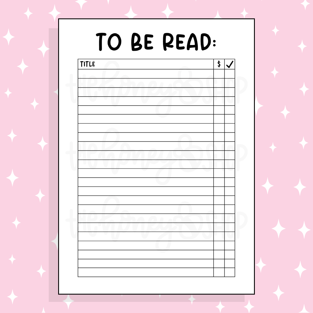 To Be Read Bee-6 Full Page Sticker | B6 Size 5x7 | Choose Your Color Option!