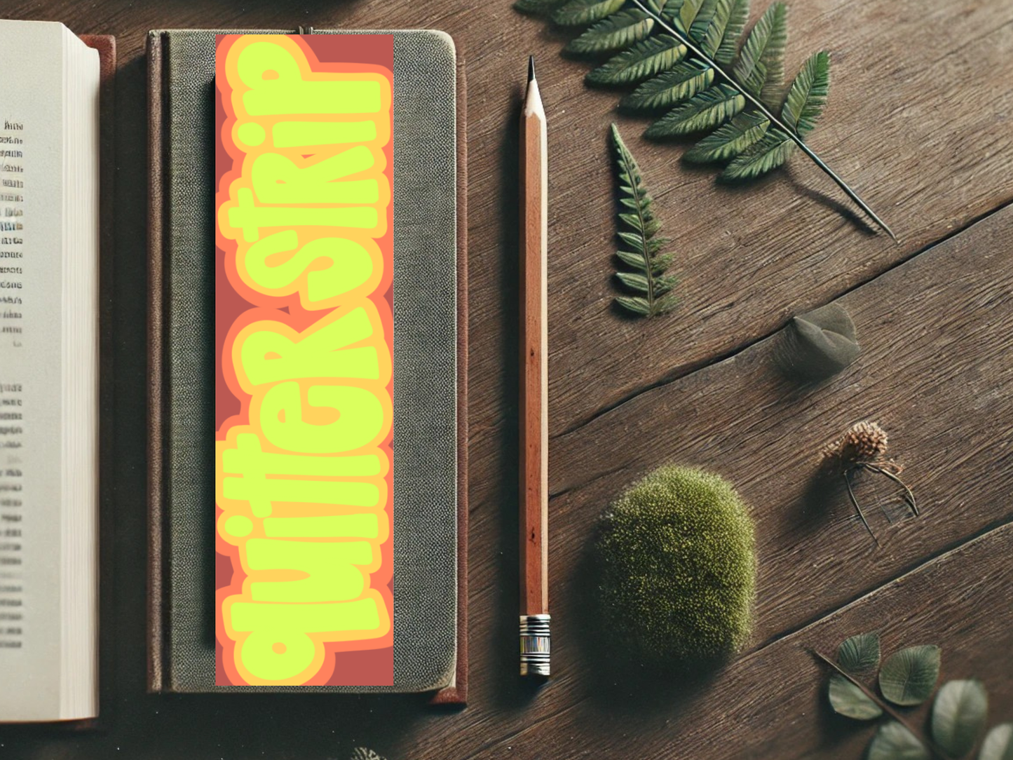 Quitter Strip Bookmark – Retro Orange Design | Hand-Drawn Bookish Gift | Funny Reading Accessory | Laminated Bookmark | Book Lover Humor