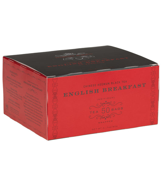 Desayuno inglés, caja de 50 bolsitas de té envueltas