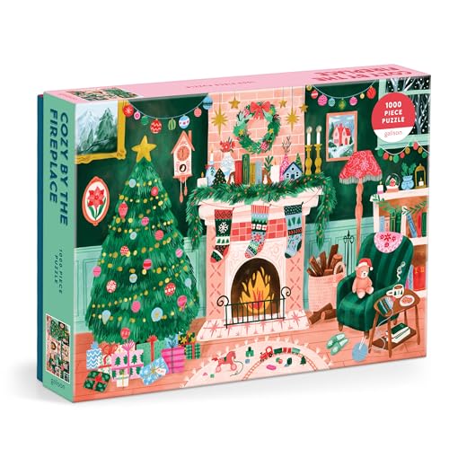 Galison Cozy by The Fireplace – 1000 Piece Jigsaw Puzzle Featuring Beautiful Artwork of A Cozy Christmas Living Room Scene|0735386307