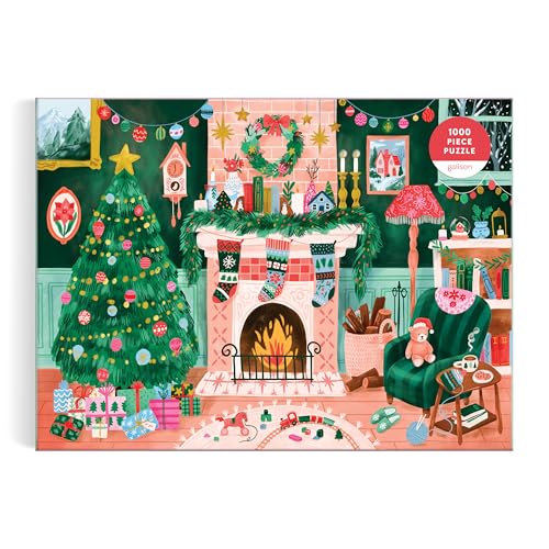Galison Cozy by The Fireplace – 1000 Piece Jigsaw Puzzle Featuring Beautiful Artwork of A Cozy Christmas Living Room Scene|0735386307