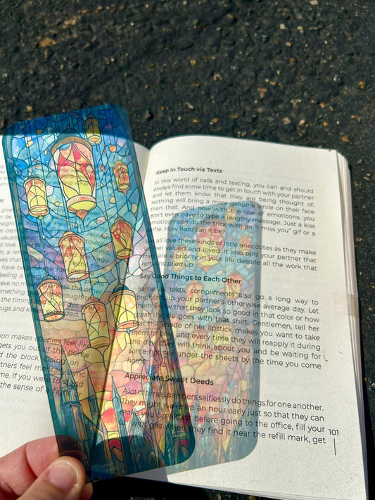 Sky Lantern Bookmark – Lantern Festival Magic, Glowing Orbs, Dreamy Night Sky Gift for Book Lovers