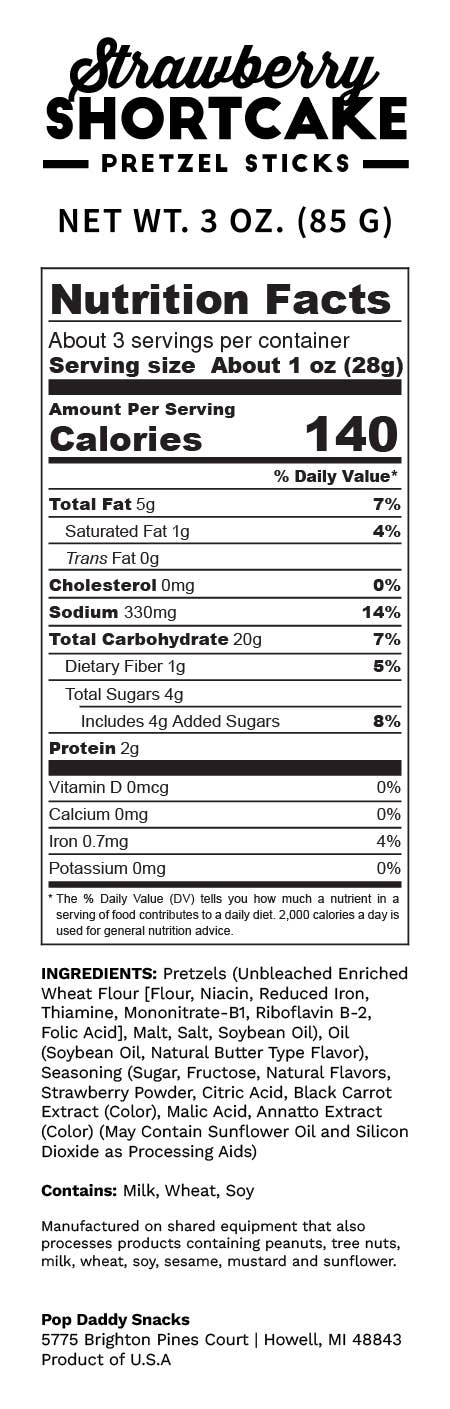 Seasoned Pretzels - 3oz - Strawberry Shortcake