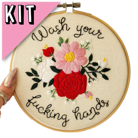 6’’ Wash Your Fucking Hands 2.0 Embroidery Kit Beginner Friendly Kits