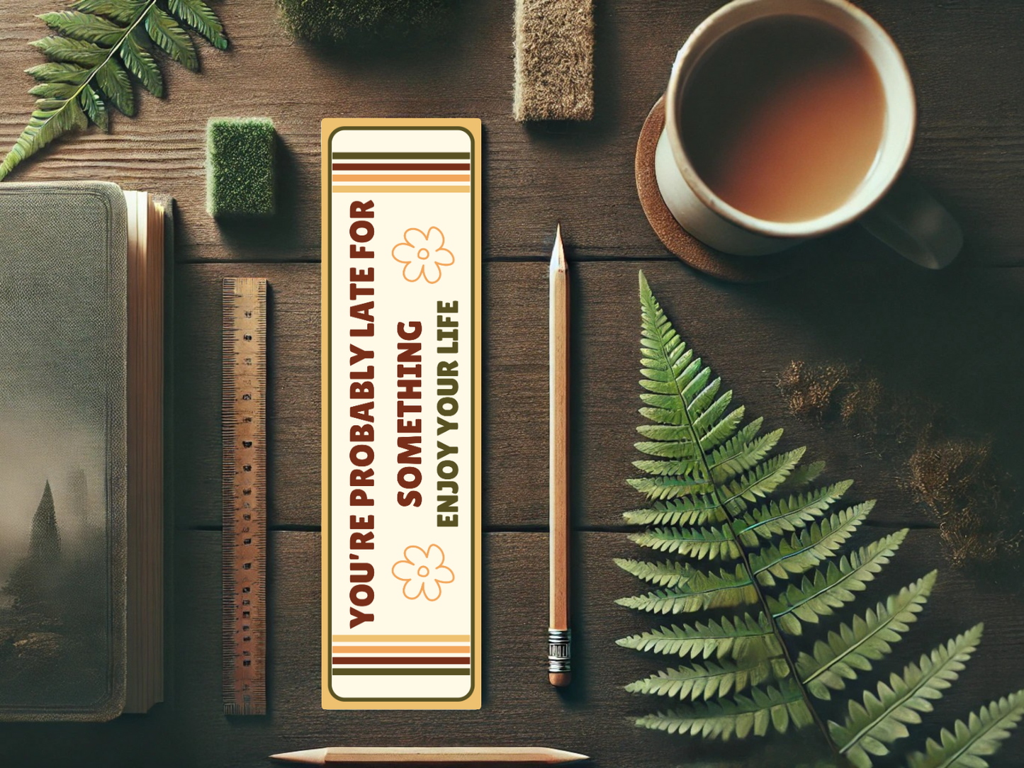 You're Probably Late for Something Bookmark | Wholesome Bookish Gift | Inspirational Reading | Laminated Bookmark | Gentle Reminder Bookmark