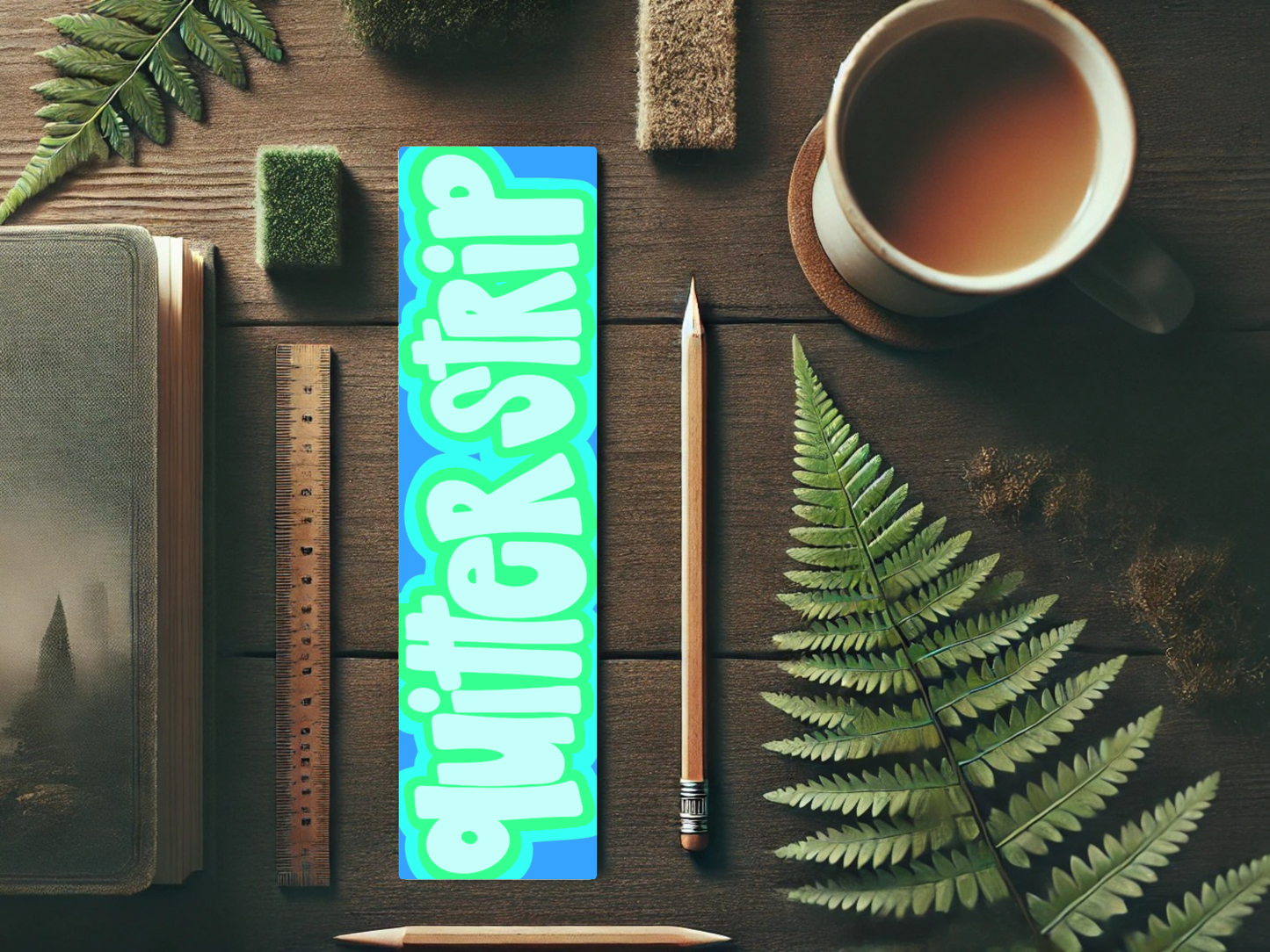 Quitter Strip Bookmark – Retro Teal Design | Hand-Drawn Bookish Gift | Funny Reading Accessory | Laminated Bookmark | Book Lover Humor