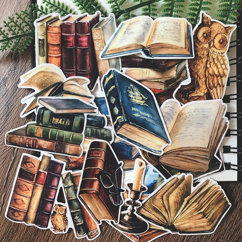 Hand Painted Retro Book Decoration Stickers