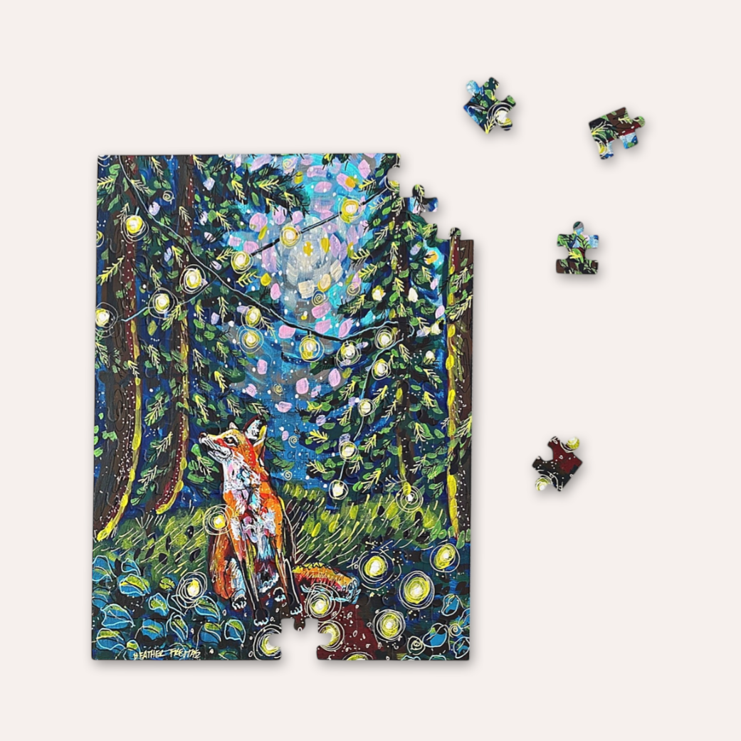 Moody Forest Fox Fine Art Puzzle
