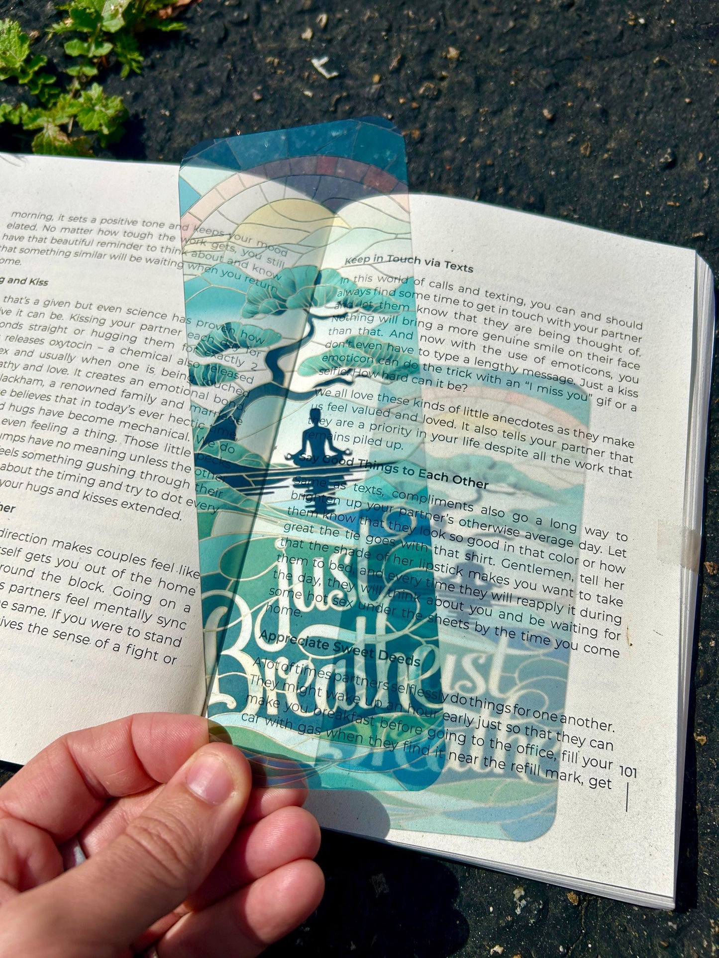 Just Breathe Bookmark – Mindful Yoga & Meditation Gift, Relaxing Self-Care Accessory, Tranquil Reading