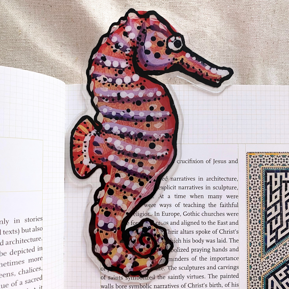 Sea Horse Die Cut Acrylic Bookmark ( Medium )