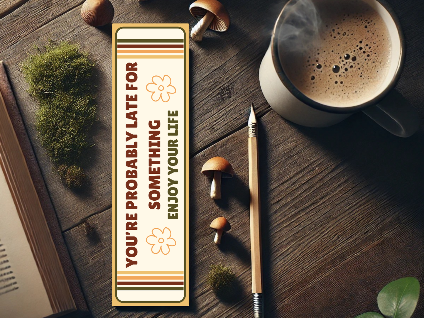 You're Probably Late for Something Bookmark | Wholesome Bookish Gift | Inspirational Reading | Laminated Bookmark | Gentle Reminder Bookmark